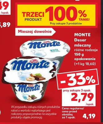 Deser mleczny Monte promocja w Kaufland