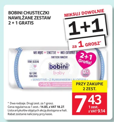 Chusteczki nawilżane Bobini Baby Sensitive promocja w Selgros