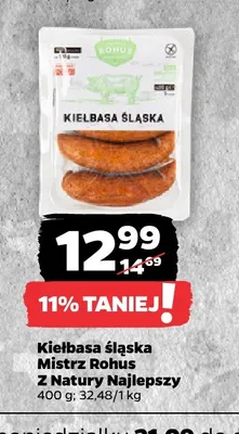 Kiełbasa śląska Mistrz Rohus Z Natury Najlepszy promocja w Netto