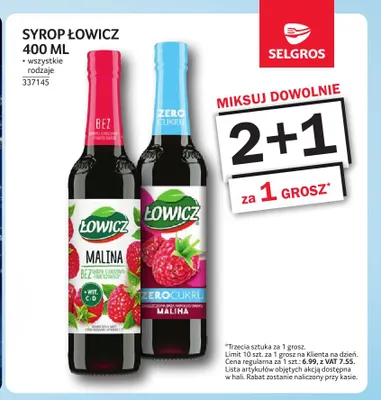 Syrop Łowicz Zero Cukru malina promocja w Selgros