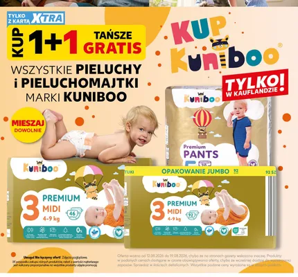 Pieluchomajtki Kuniboo Premium Pants Jumbo Pack promocja w Kaufland