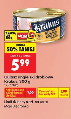 Gulasz angielski drobiowy promocja w Biedronka