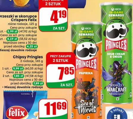 Chipsy Pringles 2 rodzaje promocja w Dino
