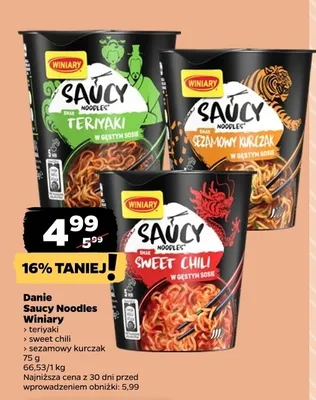 Danie Saucy Noodles Winiary Teriyaki promocja w Netto