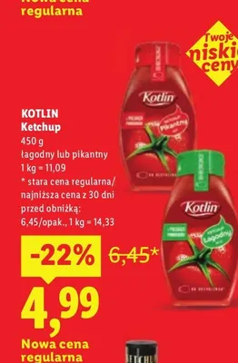Ketchup łagodny Kotlin promocja w Lidl