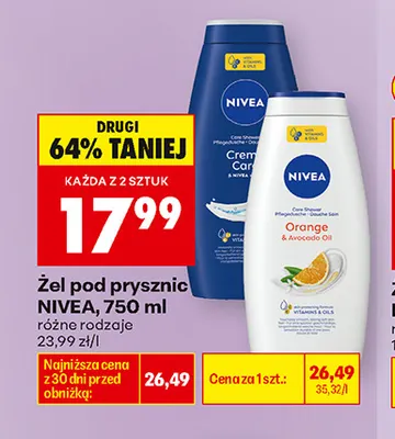 Żel pod prysznic Creme Care Nivea promocja w Biedronka