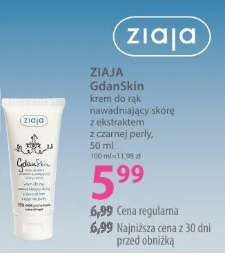 Krem do rąk ZIAJA GdanSkin nawadniający skórę z ekstraktem z czarnej perły promocja w Hebe