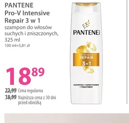 Pro-V Intensive Repair 3 w 1 szampon do włosów suchych i zniszczonych Pantene promocja w Hebe