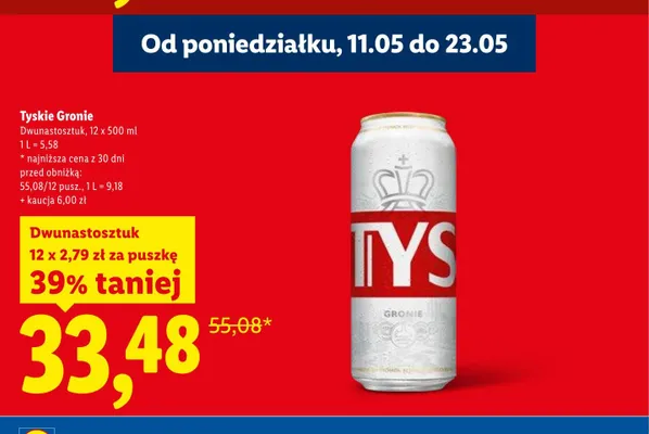 Piwo Tyskie Gronie 12-pak 500ml promocja w Lidl