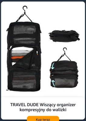 Wiszący organizer kompresyjny do walizki TRAVEL DUDE promocja w Amazon