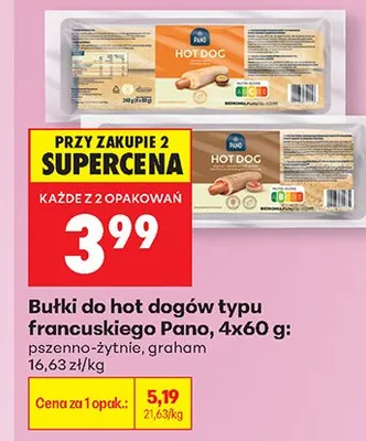 Bułki do hot dogów typu francuskiego Pano pszenno-żytnie promocja w Biedronka