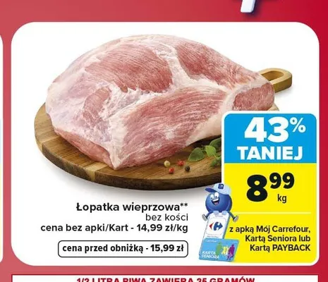 Łopatka wieprzowa bez kości promocja w Carrefour