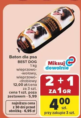 Baton dla psa Best Dog wieprzowo-wołowy promocja w Carrefour