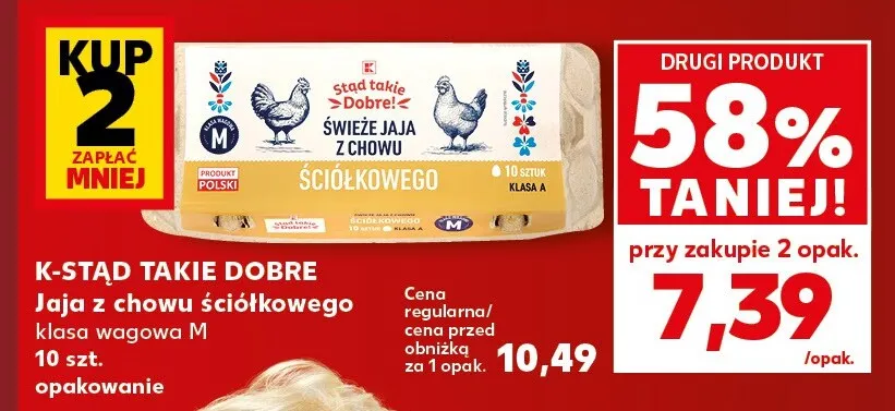 Jajka kurze z chowu ściółkowego wagowa M K-Stąd Takie Dobre promocja w Kaufland