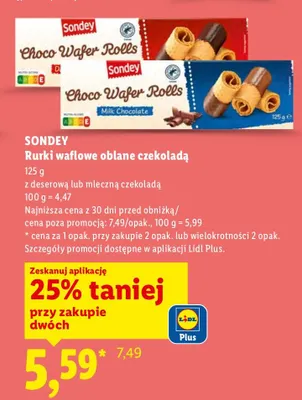 Rurki waflowe oblane czekoladą z deserową lub mleczną czekoladą promocja w Lidl