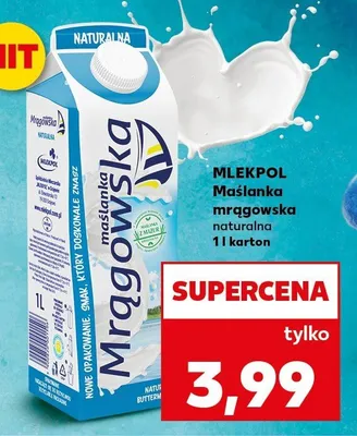 Maślanka mrągowska naturalna Mlekpol promocja w Kaufland