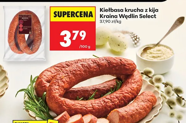Kiełbasa krucha z kija Select promocja w Biedronka