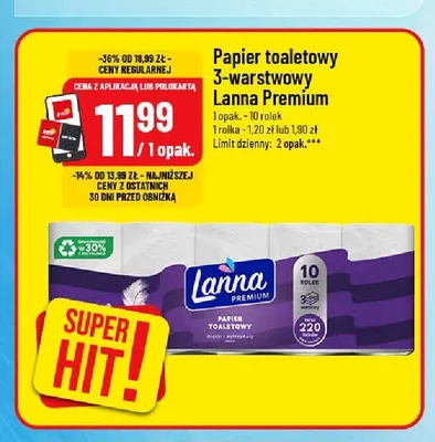 Papier toaletowy 3-warstwowy Lanna Premium promocja w POLOmarket