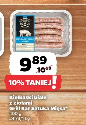 Kiełbaski białe z ziołami Grill Bar Sztuka Mięsa promocja w Netto