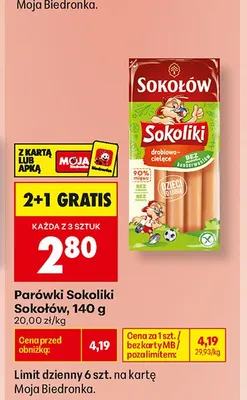 Parówki Sokoliki Sokołów promocja w Biedronka