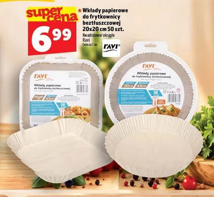 Wkłady papierowe do frytkownicy beztłuszczowej okrągłe 20 cm Ravi promocja w TOPAZ