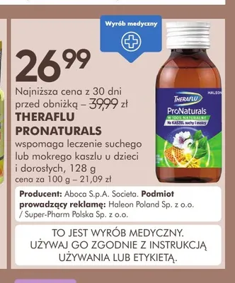 Syrop Theraflu ProNaturals promocja w Super-Pharm
