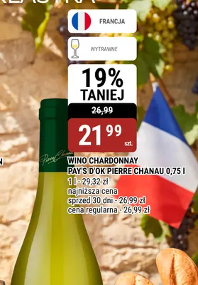 Wino białe Chardonnay Pays d'Oc Pierre Chanau promocja w bi1