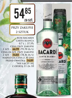 Rum Bacardi Carta Blanca 37,5% promocja w Dino