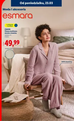 Piżama muślinowa damska z bawełny promocja w Lidl