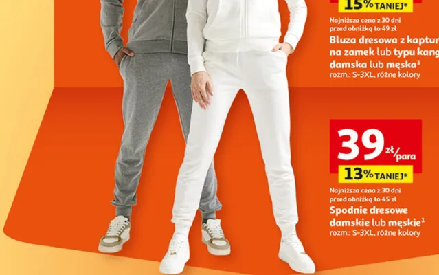 Spodnie dresowe damskie lub męskie promocja w Auchan