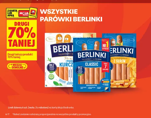 Parówki z serem Berlinki promocja w Biedronka