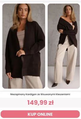 Niezapinany kardigan ze wsuwanymi kieszeniami Reneé promocja w Renee