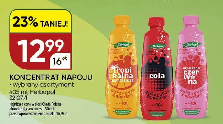 Koncentrat napoju wybrany asortyment Herbapol promocja w Chata Polska