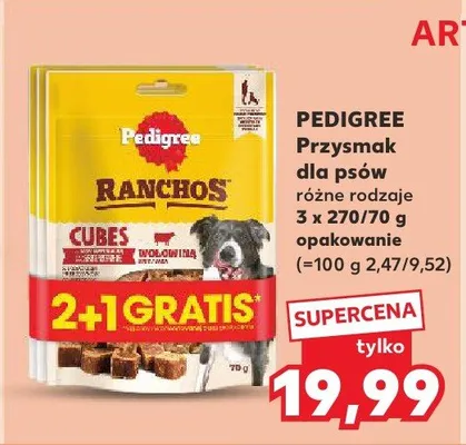 Przysmak dla psów PEDIGREE Ranchos Cubes z wołowiną promocja w Kaufland