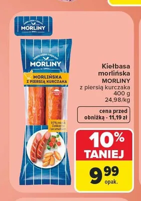 Kiełbasa morlińska z piersią kurczaka Morliny promocja w Carrefour