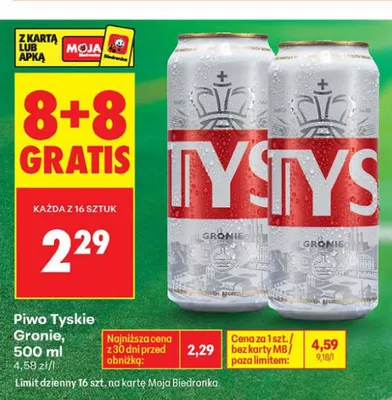 Piwo Tyskie Gronie promocja w Biedronka