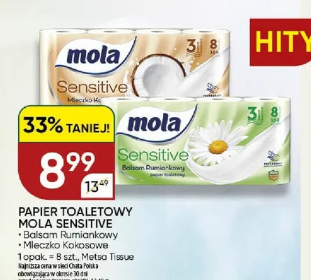 Papier toaletowy Mola Sensitive Balsam Rumiankowy promocja w Chata Polska