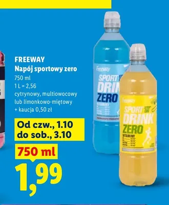Napój sportowy zero multiowocowy Freeway promocja w Lidl