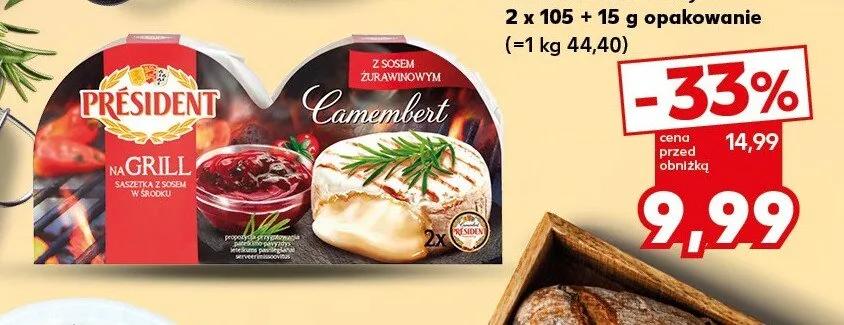 Ser Camembert na grill z sosem żurawinowym Président promocja w Kaufland