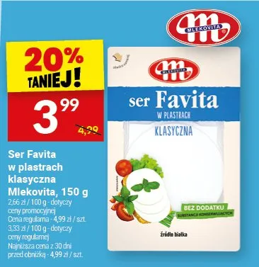 Ser Favita w plastrach klasyczna Mlekpol promocja w Twój Market