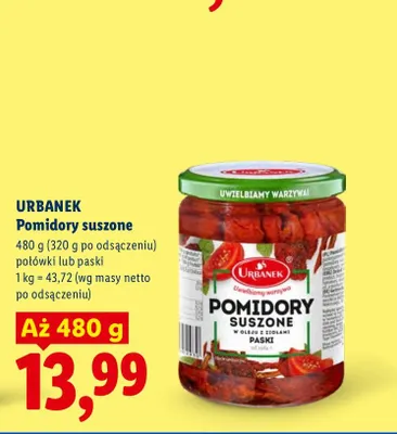 Pomidory suszone paski Urbanek promocja w Lidl
