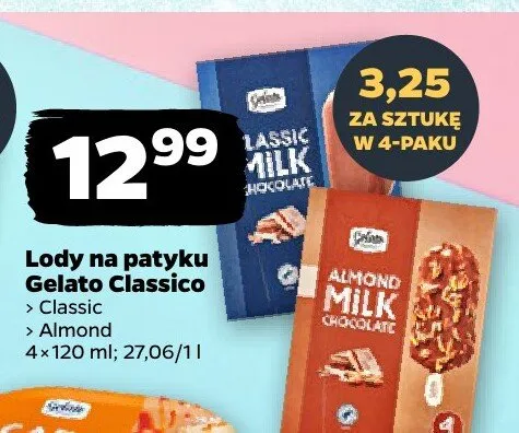 Lody na patyku Classic, Almond promocja w Netto