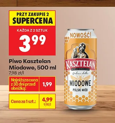 Piwo Kasztelan Miodowe 500ml promocja w Biedronka