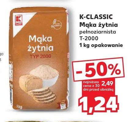 Mąka żytnia pełnoziarnista T-2000 K-Classic promocja w Kaufland