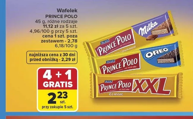 Wafelek Prince Polo Milka promocja w Carrefour