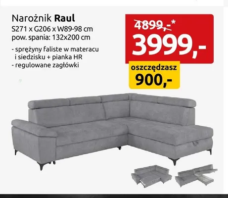 Narożnik Raul promocja w Black Red White