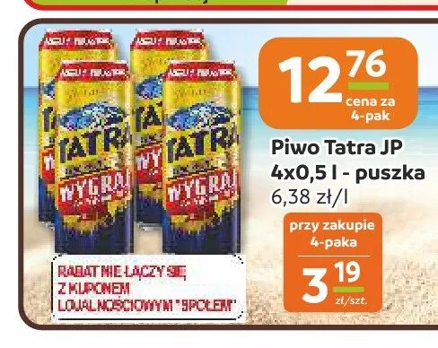 Piwo Tatra Jasne Pełne 4-pak promocja w Społem Częstochowa