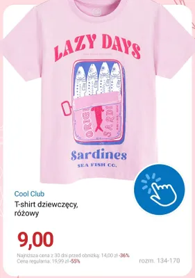 T-shirt dziewczęcy Cool Club różowy promocja w Smyk