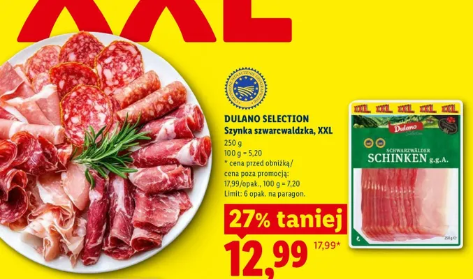Szynka szwarcwaldzka Dulano Selection XXL promocja w Lidl