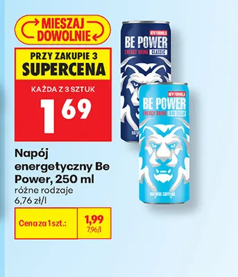 Napój energetyczny Be Power Zero Sugar promocja w Biedronka